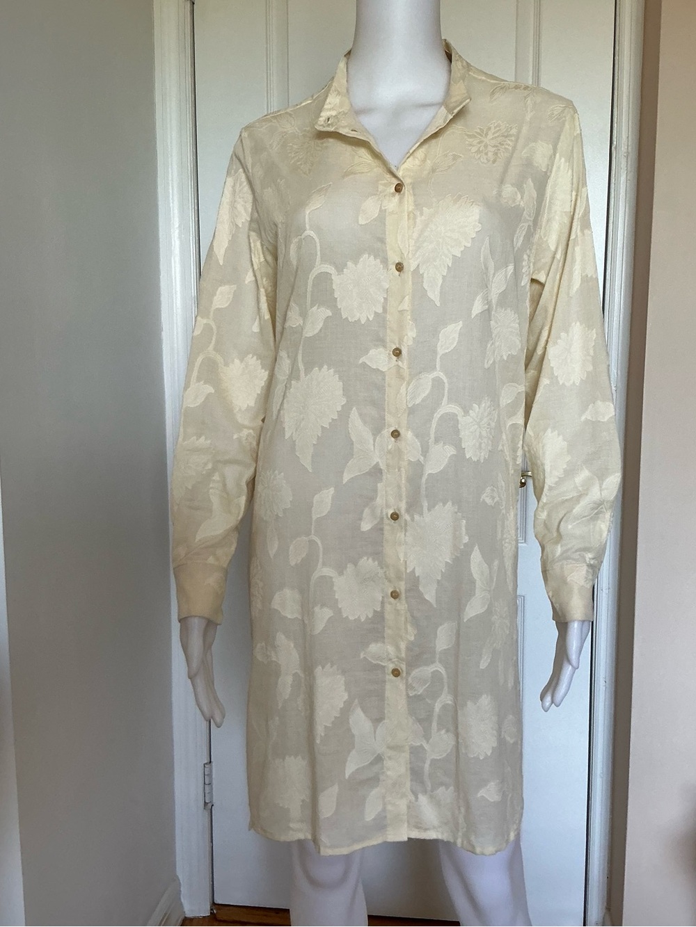 Ottod’ame floral Jacquard Button-Front Tunic Dress